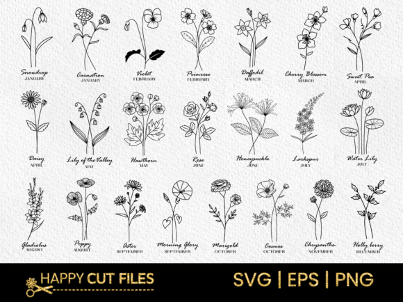 Download Birth Flower Svg Bundle Floral Clipart - Flower svg Collection