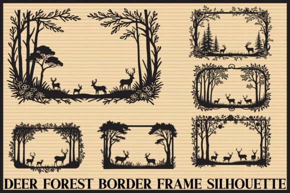 Download Deer Forest Frame Silhouette Bundle - Premium Resources