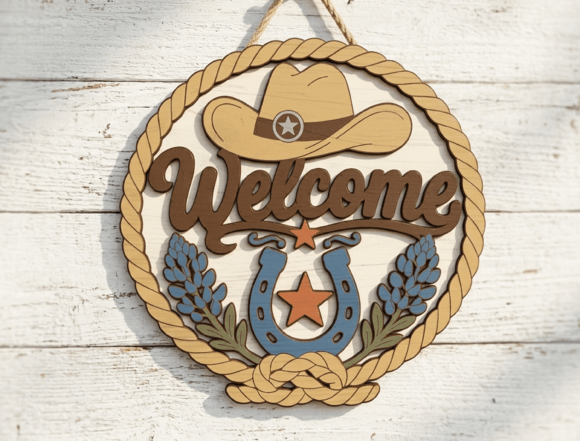 Download Western Welcome Horseshoe Door Sign File - Horseshoe Collection