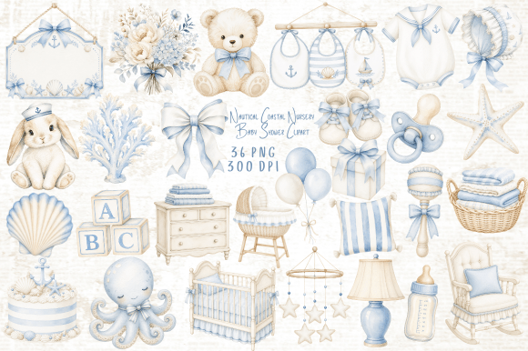 Download Nautical Nursery Baby Shower Clipart PNG - Nursery Collection