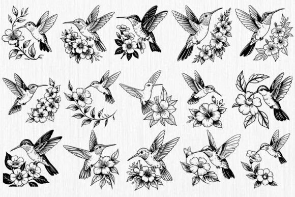 Download Hummingbird Flower SVG Bundle | Floral B - Flower svg Collection