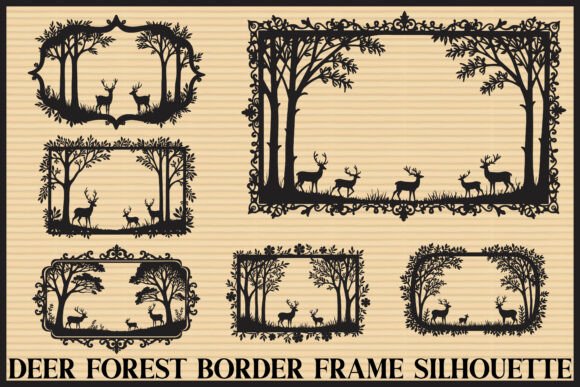 Download Deer Forest Frame Silhouette Bundle - Premium Resources