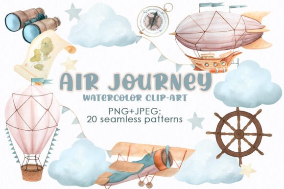 Download Air Journey Watercolor Seamless Patterns - Premium Resources