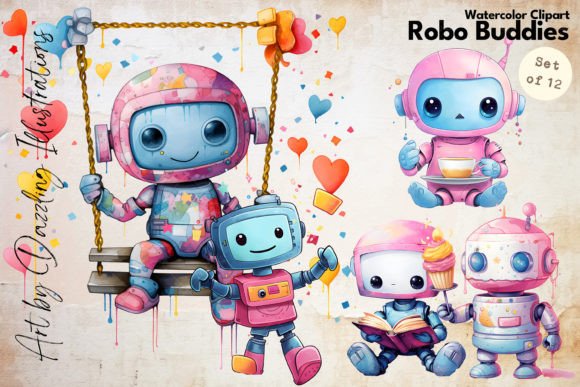 Download Robo-Buddies | Watercolor Robots Nursery - Nursery Collection