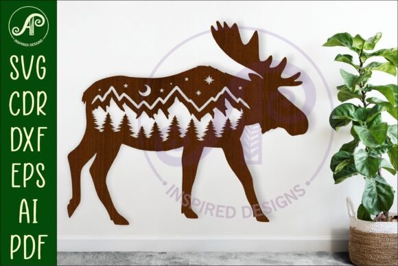Download Moose Forest Scene Wall Art Sign, SVG - Premium Resources