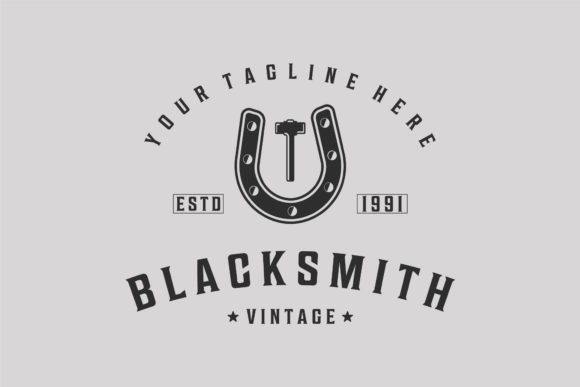 Download Blacksmith Horseshoe Hammer Logo Vintage - Horseshoe Collection