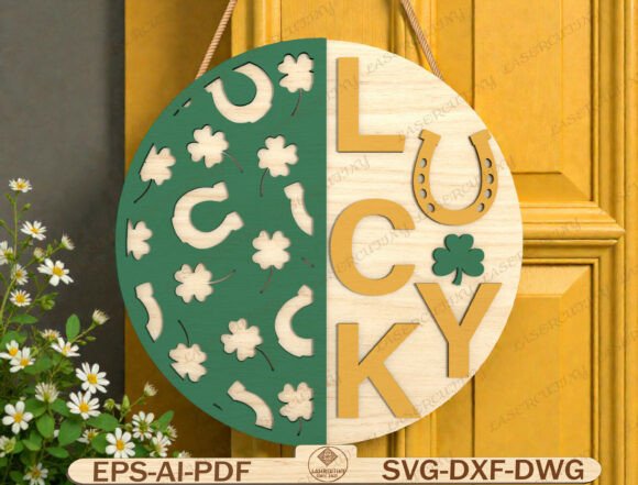 Download Lucky Horseshoe Round Sign SVG - Horseshoe Collection