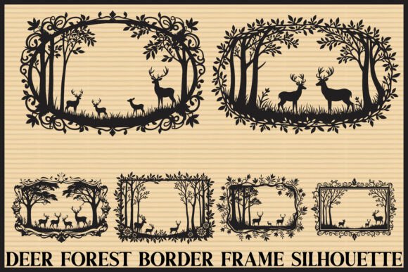 Download Deer Forest Frame Silhouette Bundle - Premium Resources