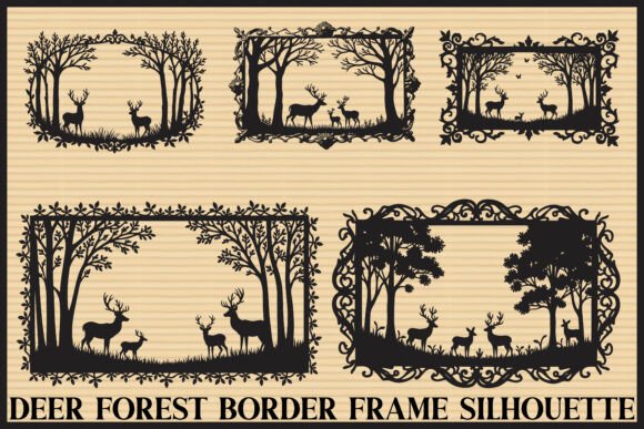Download Deer Forest Frame Silhouette Bundle - Premium Resources